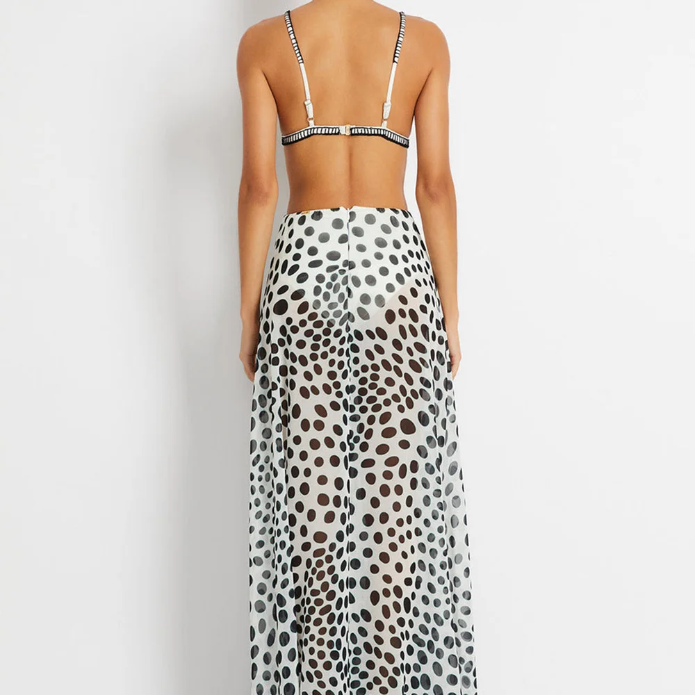 Embroidered Beach Dress Woman 2024 One-Piece Triangle Cup Long Skirt Summer Holiday Seaside New Sexy Strap Style Bikinis