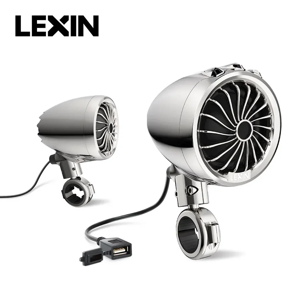 Lexin motorcycle accessories motor speakers Q3 USB FM function Bluetooth 5.1 IP67 waterproof 150W built in LED turn signal motorcycle speaker