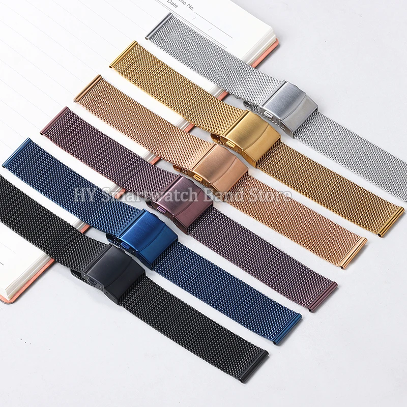 Sleek Stainless Steel Milanese Mesh Watch Strap - Adjustable Sizes