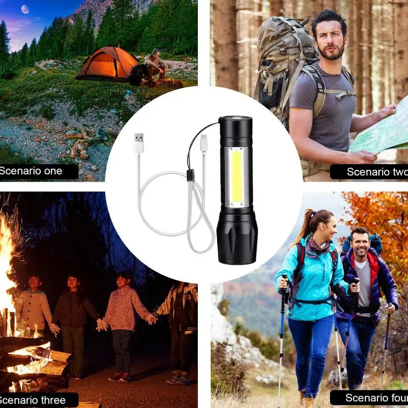 Electric Flashlight Portable Pocket Flash Light Super Bright Rechargeable Multi-purpose Portable Side Light USB For Home Use