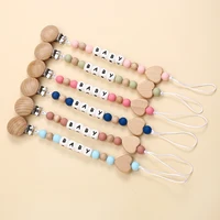 Attache-sucette en bois avec nom personnalisé pour bébé, jouets de dentition pour nouveau-né 3