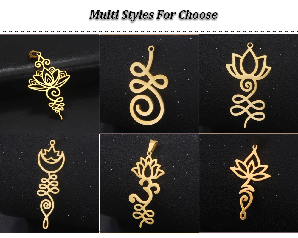 Großhandel Edelstahl Unalome Lotus Blume Charms Religiöse Amulett Anhänger Zubehör Für Ohrringe Halskette Schmuck Diy Machen – Detail 4