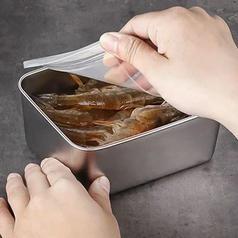 201/304 Stainless Steel Food Storage Serving Tray Fruits Cake Bread Storage Containers Rectangle Plates Home Kitchen Supplies 2