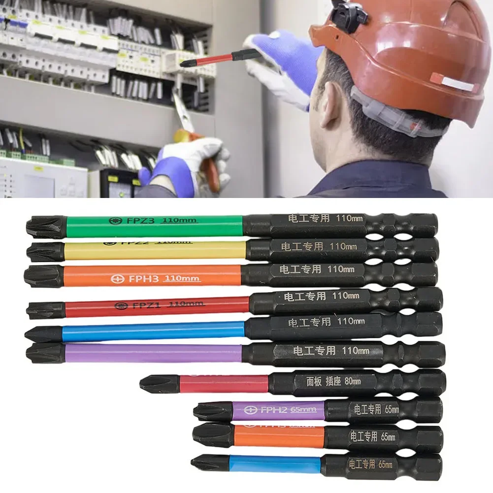 마그네틱 특수 십자 드라이버 비트, 소켓 스위치 전기 기술자 전동 공구용, FPH1, FPH2, FPH3, FPZ1, FPZ2, FPZ3, 65mm, 80mm, 110mm, 10 개
