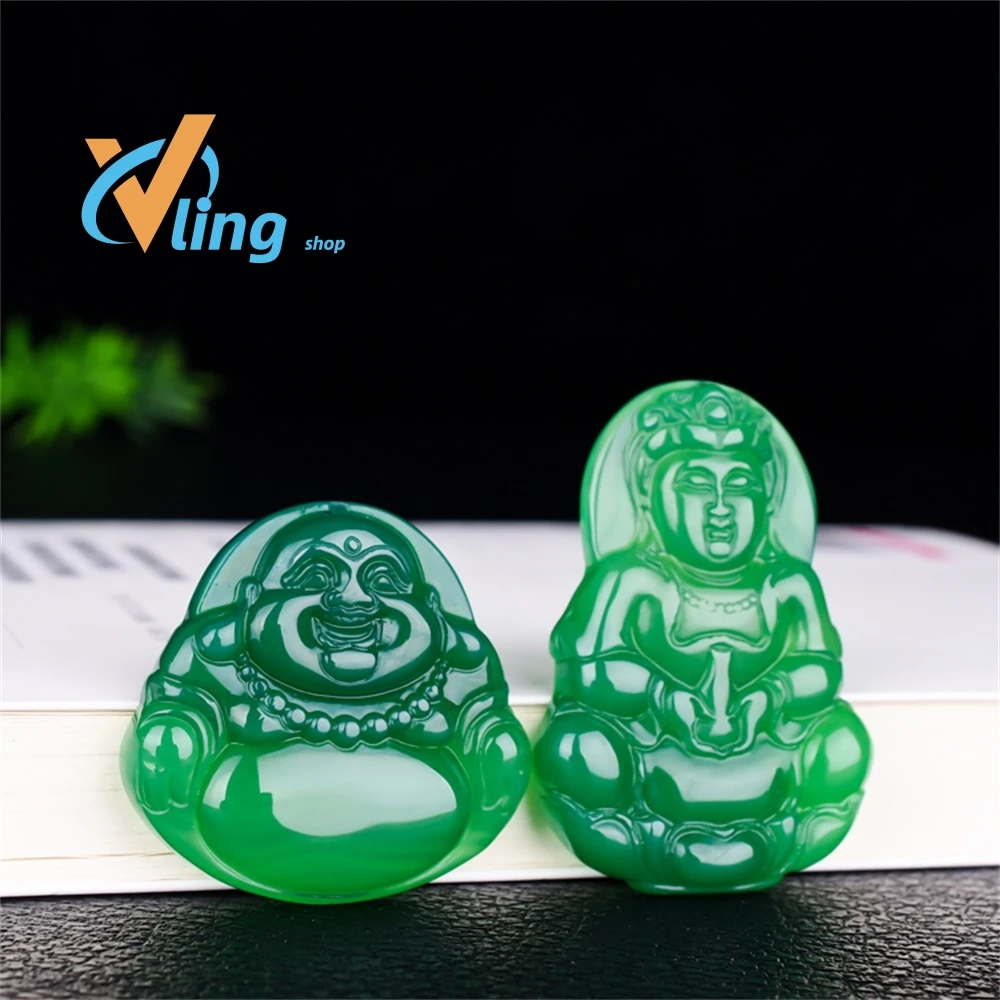 2022Natural green jade pendant necklace jade Hand-Carved women men Buddha and Goddess of Mercy necklaces pendants jade jewelry