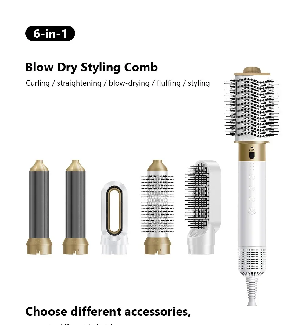 6 in 1 High Speed Hair Dryer Multi-function Straight Curling Dual-use Automatic Curling Iron 110,000 RPM Multi-head Curling Iron 2
