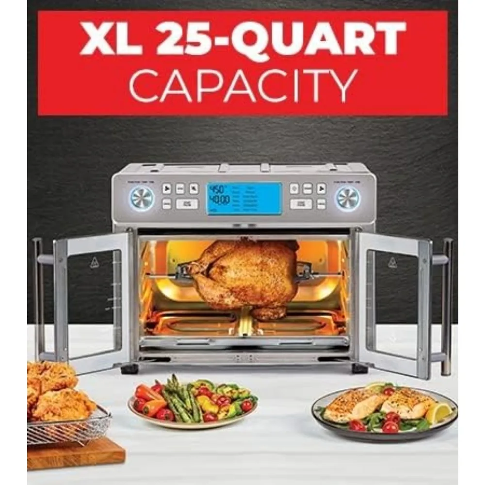 Dual Zone 360 Air Fryer Oven Combo, 25 QT Extra Large Family Size Meals to Cook Two Foods in Two Different Ways at The Same Time 6