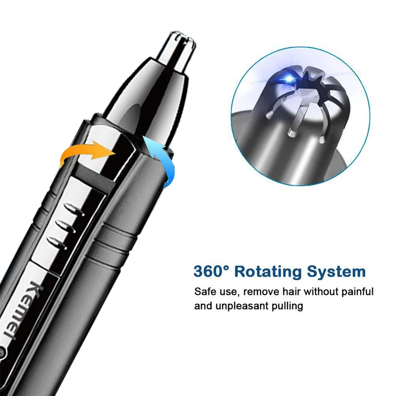 Kemei 4 in 1 Electric Trimmer Set Beard Cleaner Grooming Tool Rechargeable Nose Hair Ear Eyebrow Trimmer for Men KM-6511