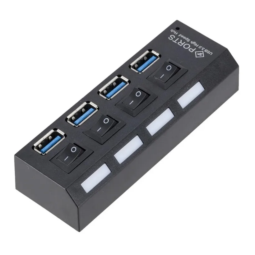 Compact High-Speed 4-Port USB HUB with External Power Adapter