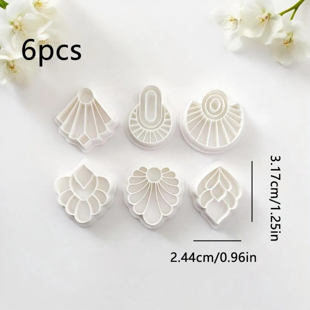 6Pcs 폴리머 클레이 커터 및 엠보싱 도구 미니멀리즘 프랑스 스타일 보헤미안 아트 데코 귀걸이 쥬얼리 제작용 중공 몰드
