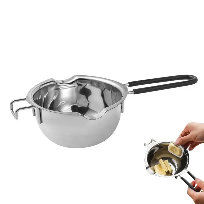Chocolate Boiler Pot Melting Bowl 400ml Stainless Steel With Heat Resistant Silicone Handle For Butter Candy