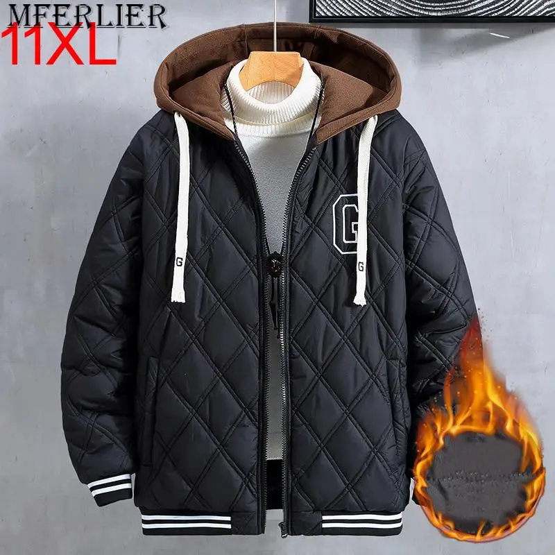 

Plus size jacket padded Parkas thickened cotton jacket men's new loose warm men's hooded Large 10XL 11XL winter coat