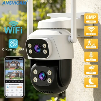 Dual-Lens Dual-Screen PTZ Security Camera 4K 8MP Outdoor WiFi IP Cam with AI Auto Tracking Audio Video Surveillance O-Kam Pro 1