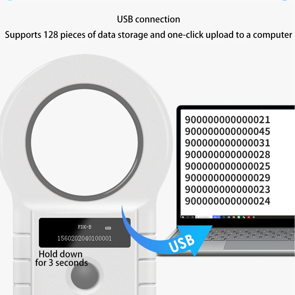 Pet Microchip Scanner Handheld Micro Chip Reader Scanner 134.2kHz 125kHz with Stable OLED Display for ISO 11784/11785 FDX-B EMID