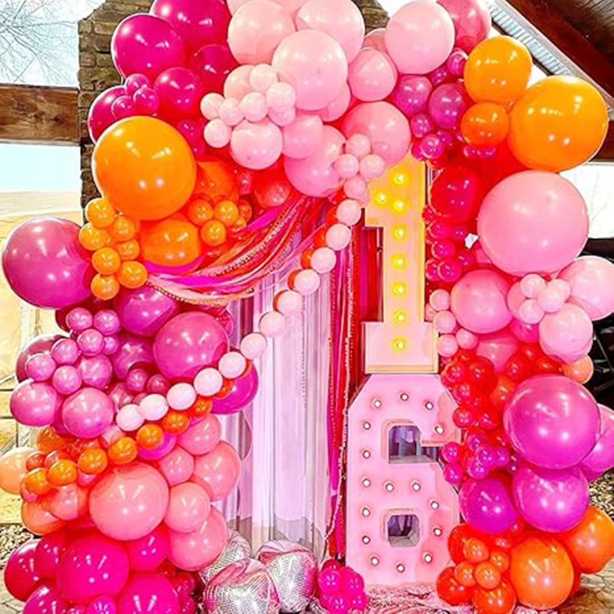 Ballonbogen Set Pink Orange Und Gold Für Geburtstagsdeko_voghion.com