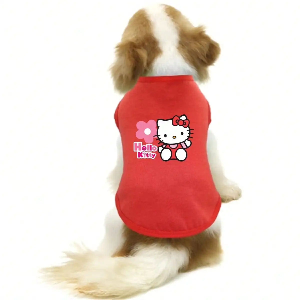 1 יחידה תחפושת רכה ונושמת לחיות מחמד כלבים וחתולים, חולצת פולאובר לחיות מחמד עם הדפס קרטון של הלו קיטי