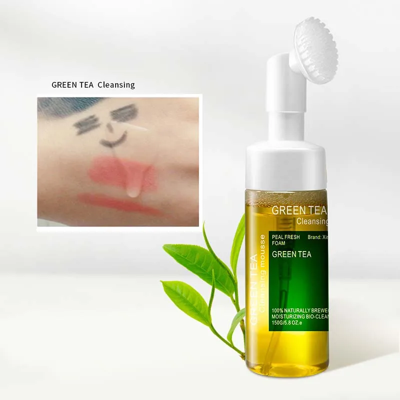 

2-in-1 Amino Acid Green Tea Cleansing Mousse Foaming Cleansing Makeup Remover Mild Cleansing Facial Cleanser Skin Care Product