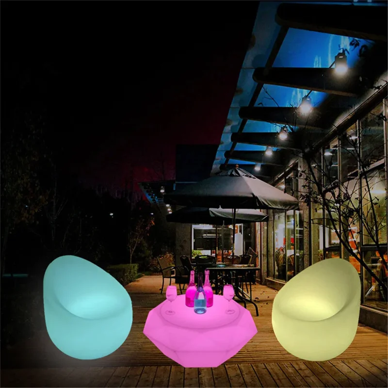 New Furniture Rgb Rechargeable Illuminated Gaming Chair Waterproof Led Bar Chair Seat Outdoor Use For Bar Ktv Disco