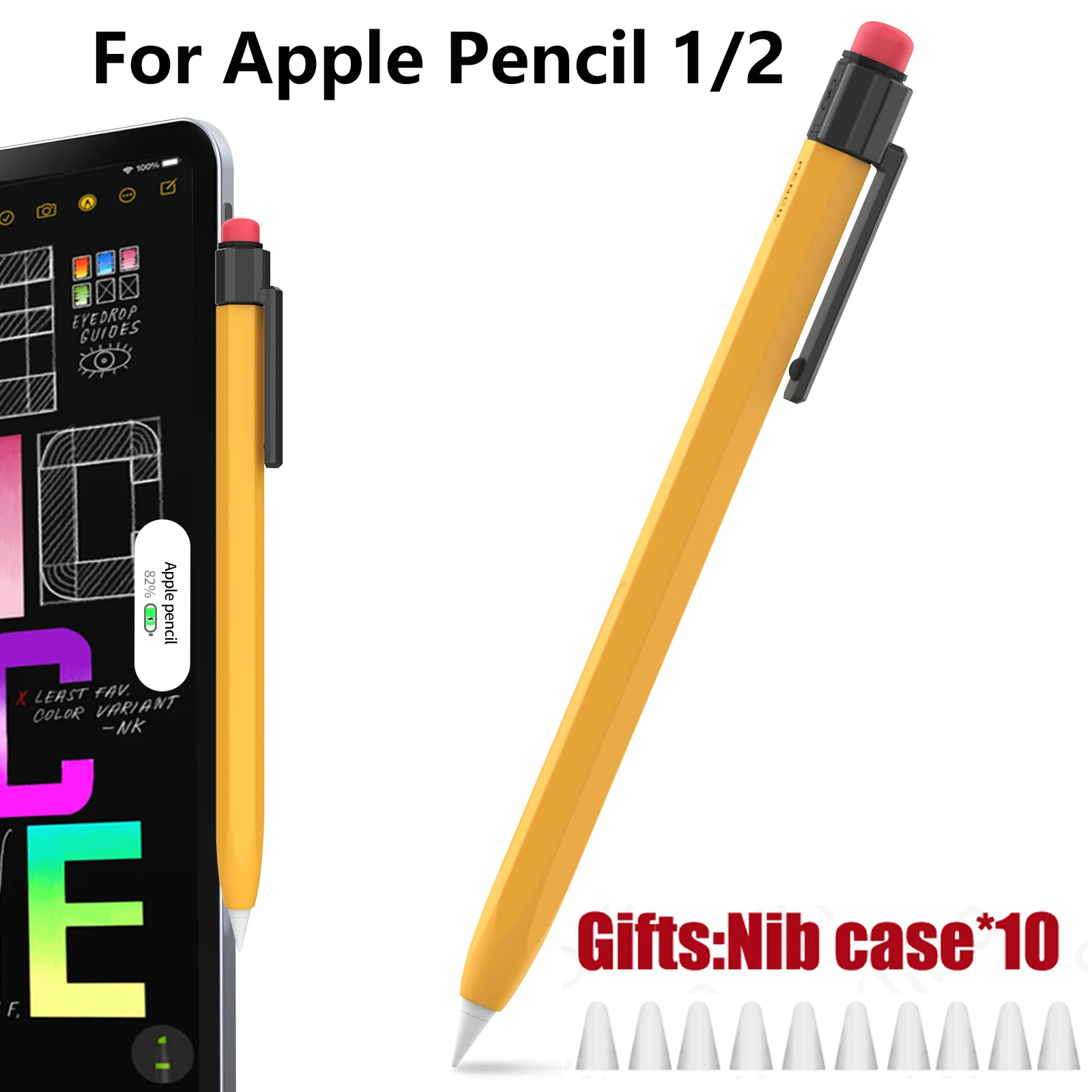 Estojo de Silicone para Lápis Apple Antiderrapante Anti-queda Capa Protetora Correspondência de Cores Ipad 2