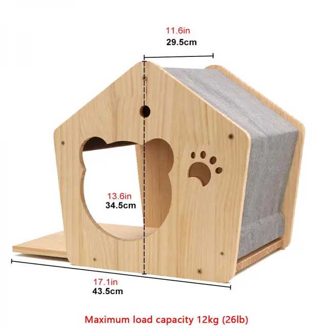Set 5 Mensole Per Gatti In Pino Naturale - Arrampicata Da Parete Con Piattaforme E Gradini In Sisal - Foto 5