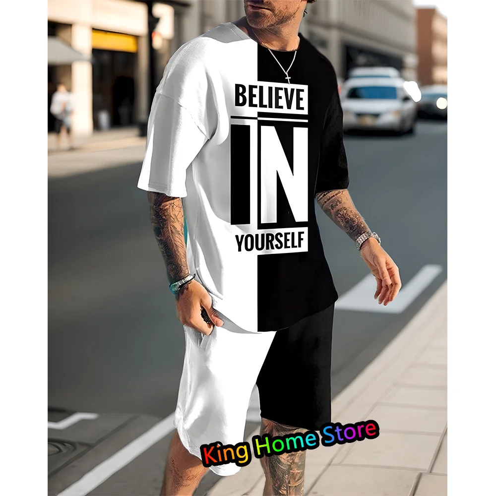 Summer Tracksuit Tshirt Shorts 2 Piece Fashion 3D Printed Outfits Sports Suit Oversized Casual Man Streetwear Clothing Sets
