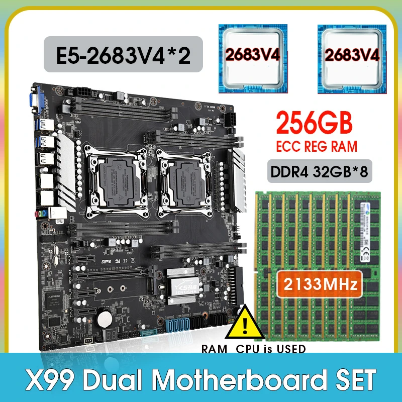 Jingsha X99 Dual Motherboard Set Combo With Intel Xeon E5 2683 V4 Dual ...