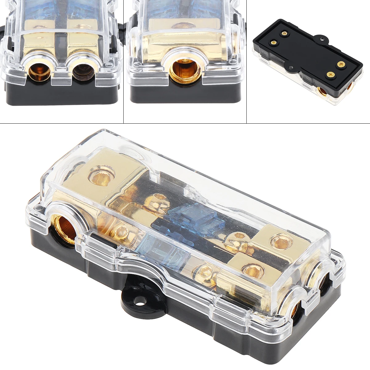 

12V 60A 1 In 2 Ways Copper Plated Car Stereo Audio Power Fuse Holder for Car Boat and Other Vehicles Audio