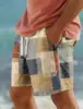 Plaid Color Block Men's Resort 3D Printed Geometry Board Shorts Swim Trunks Elastic Drawstring Hawaiian Style Holiday Beach 1