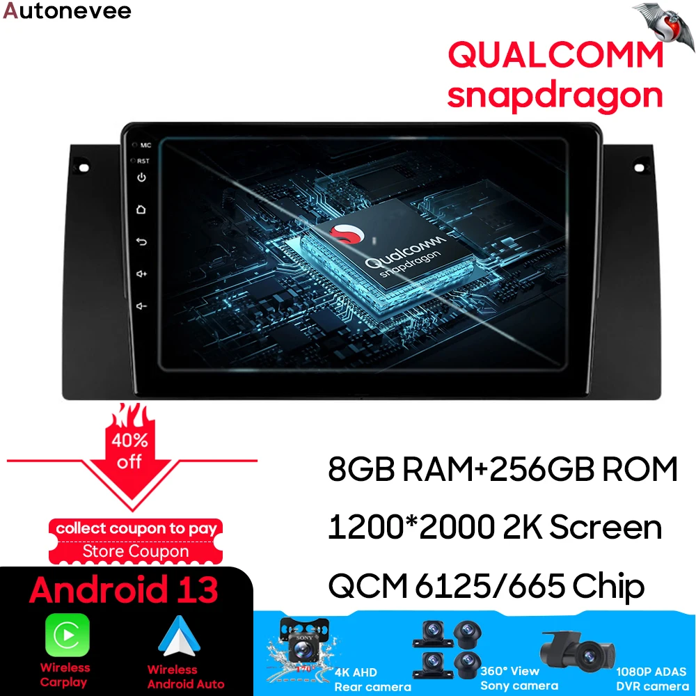 

For BMW X5 E39 E53 1999 -2006 Android 13 Car Radio Player Car Multimedia Player GPS Navigation Rear camera Carplay No 2din DVD