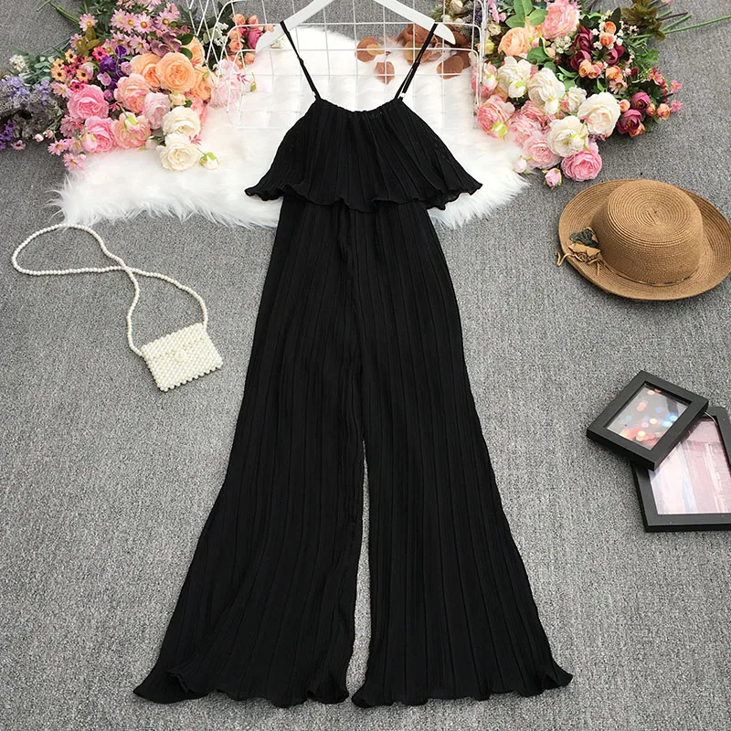 

New Fashion Slouchy Jumpsuit Women Clothing Ladies Elegant Fold Sling Jump Suits Female Girls Summer Bohemian Clothes PA1194