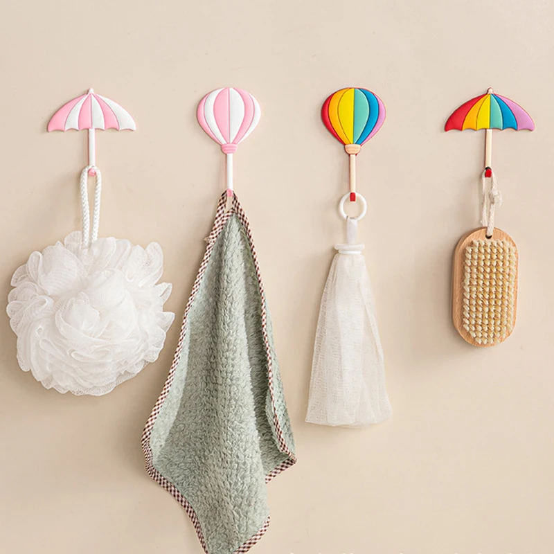 Hot Air Balloon Wall Hooks Umbrella Adhesive Fridge for Keys Wall Crochet Holder Removable Kitchen Washed holder Hook Home Decor 5