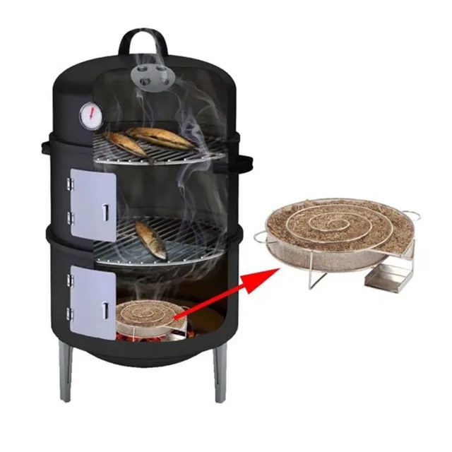 Rozsdamentes Acél Hideg Füstgenerátor Kerek Füstkosár Bbq Grillhez Vagy Dohányos Fa Por Dohányzás Lazacos Hús Égő Főző Szerszám - Image 5