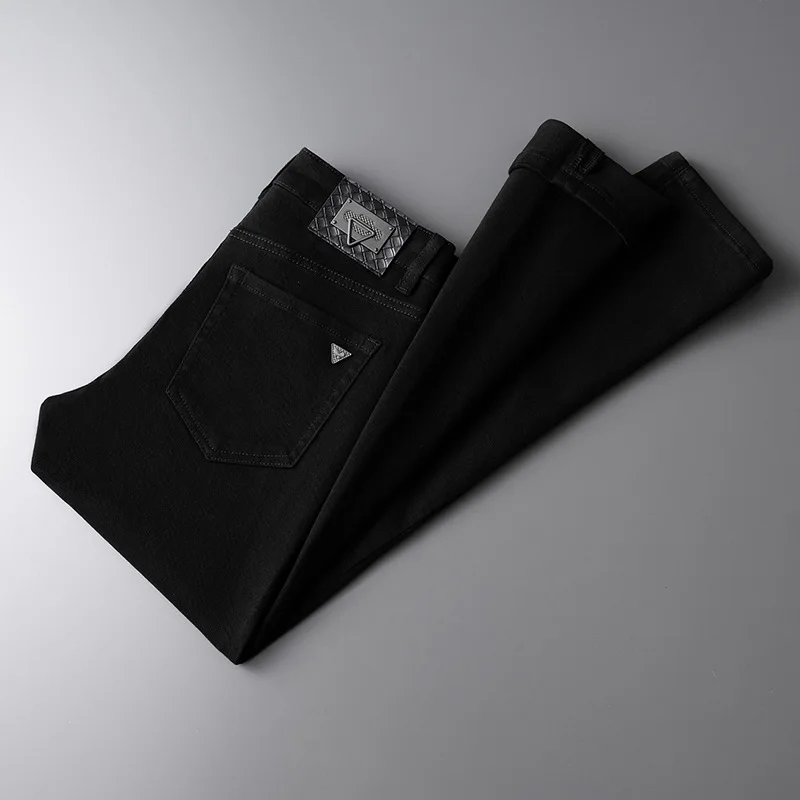 Men's Jeans Pure Black High-End Affordable Luxury Simple All-Match Stretch Breathable Office Business Classic Casual Trousers 5