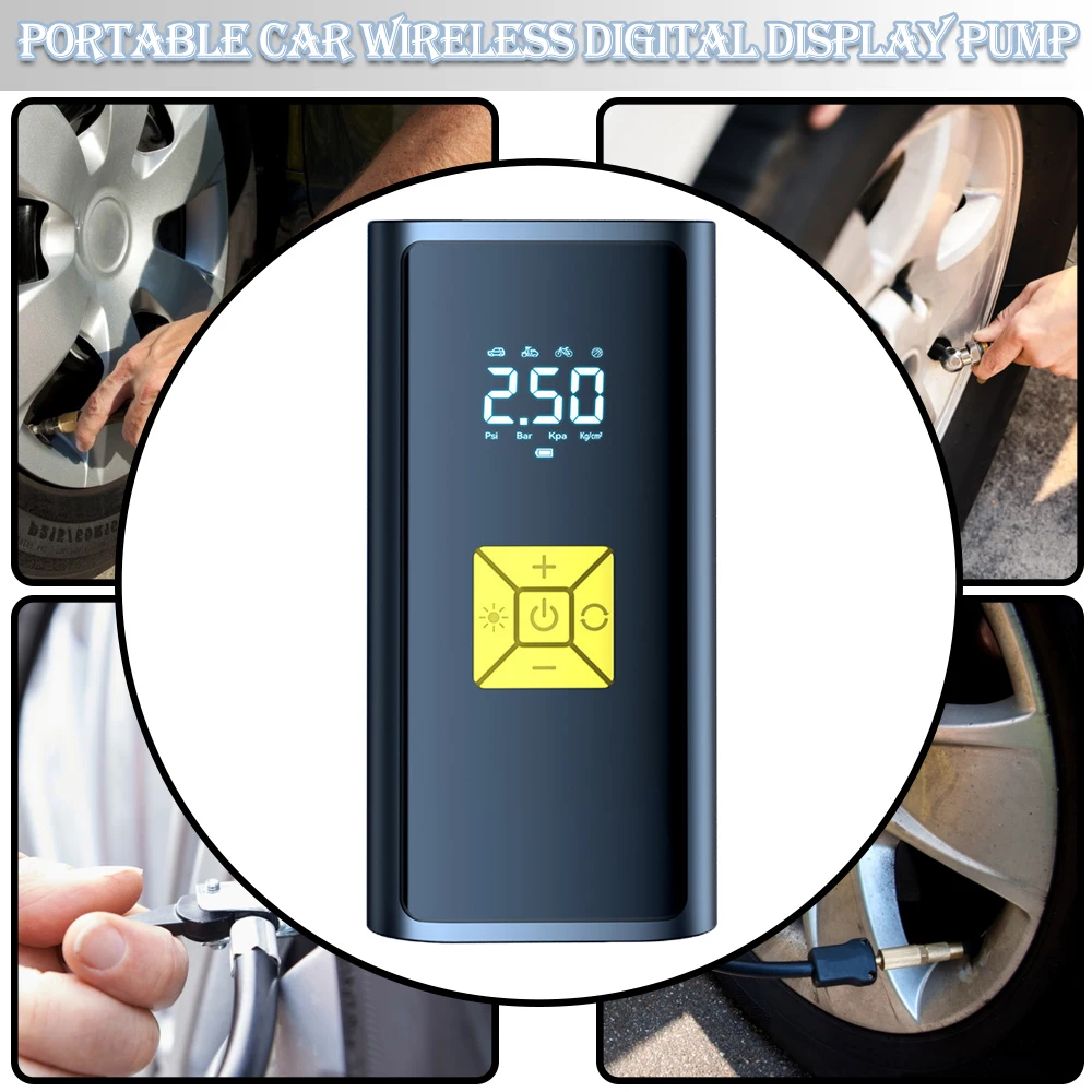

2000mAhX3 Portable Car Air Compressor 12V 150 PSI Electric Wireless Car Air Pump Tire Inflator Pump for Motorcycle Bicycle Car