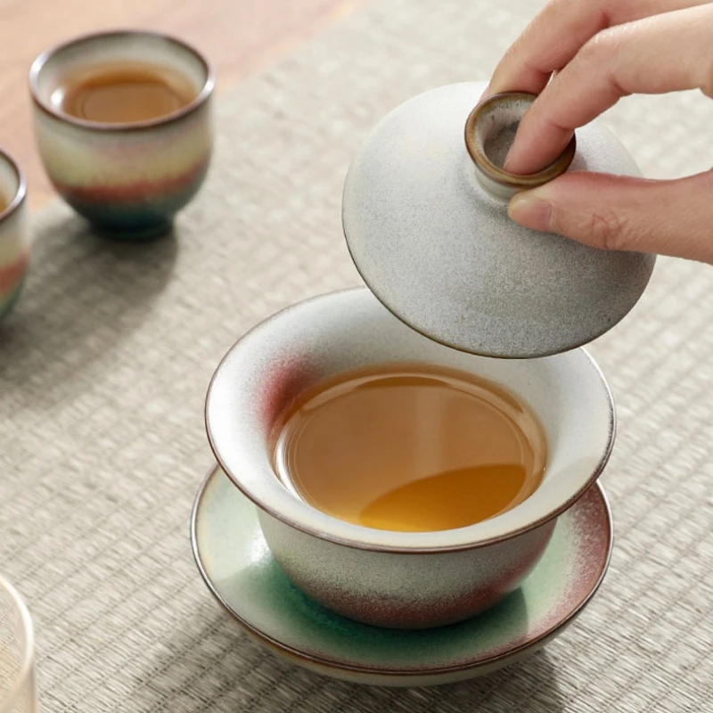 Kiln Change Gaiwan For Tea Porcelain Chinese Jingdezhen Tureen Teaware Set Tea Bowl Kung Fu Chawan Cups Lily Deng