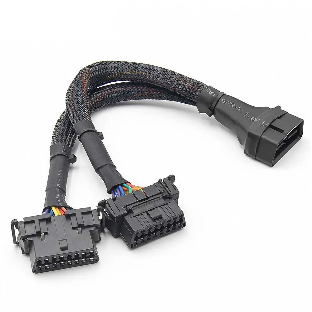 

NEW OBD2 1 IN 2 Converted Cable OBD2 Flat Extension Cable with 16Pin Connected Car Cable Connected 1 IN 2 Converted OBD2 Adapter