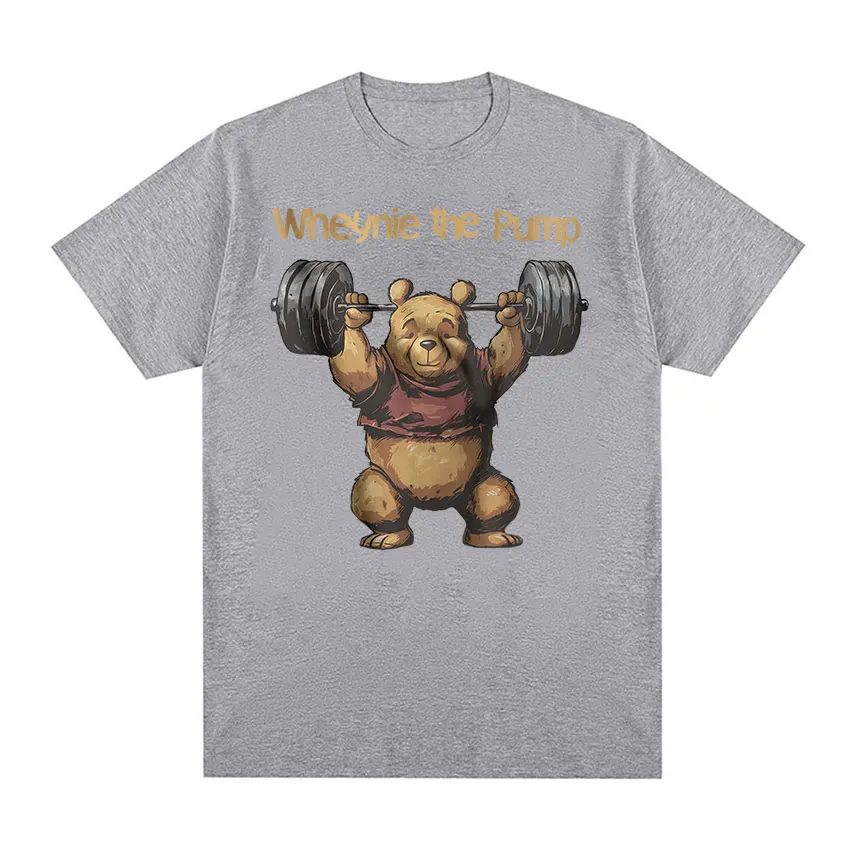 Whenye The Pump Panda Gym Funny Graphic Tee Shirt Men's Vintage Fashion Short Sleeve T-Shirt Tops 100% Cotton Oversized T Shirts 5