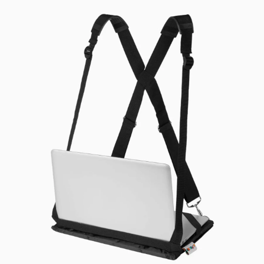 Borsa per laptop indossabile con tracolla e tasca portaoggetti, borsa portatile per computer portatile con organizer per cavi, per viaggi e lavoro