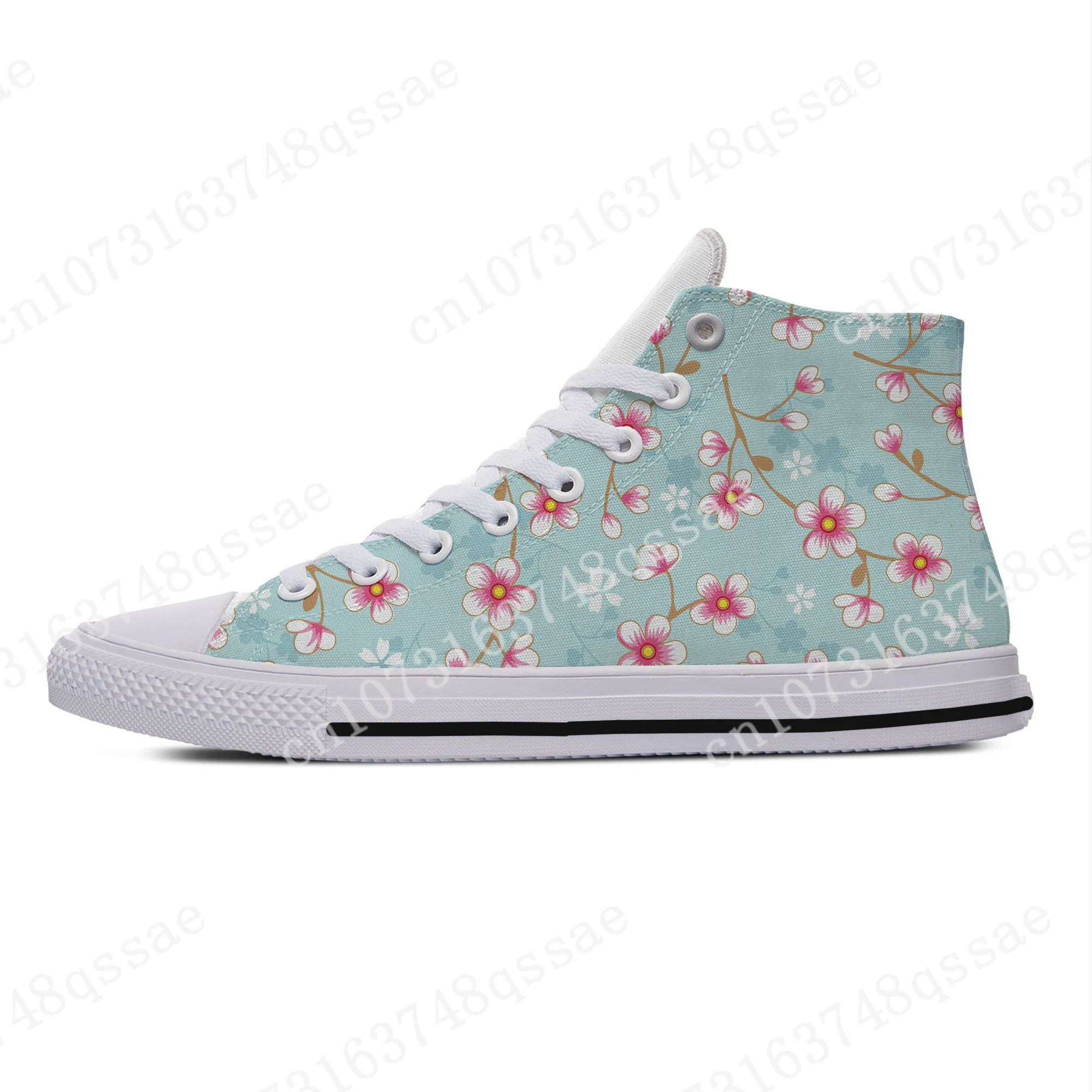 

Cherry Blossom Sakura Harajuku Japan Fashion Lightweight High Top Canvas Shoes Men Women Casual Breathable Sneakers Board Shoes