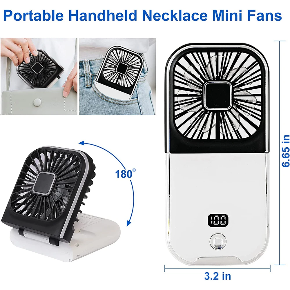 Portable Digital Display Personal Handheld Fan Foldable Mini USB