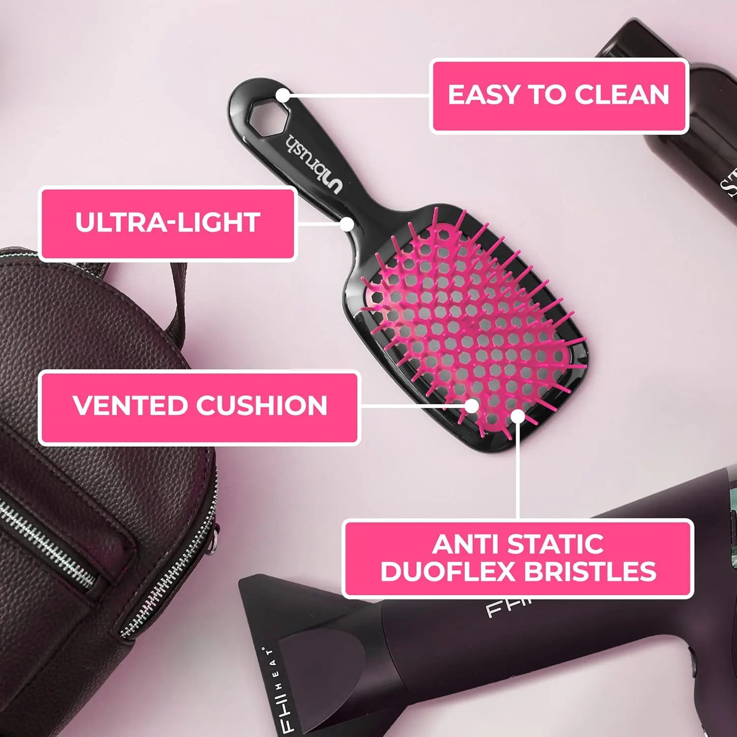 Heat UNbrush Detangling Brush for Pain-Free Brushing on All Wet or Dry Hair Types Durable DuoFlex Anti-Static Bristles 6