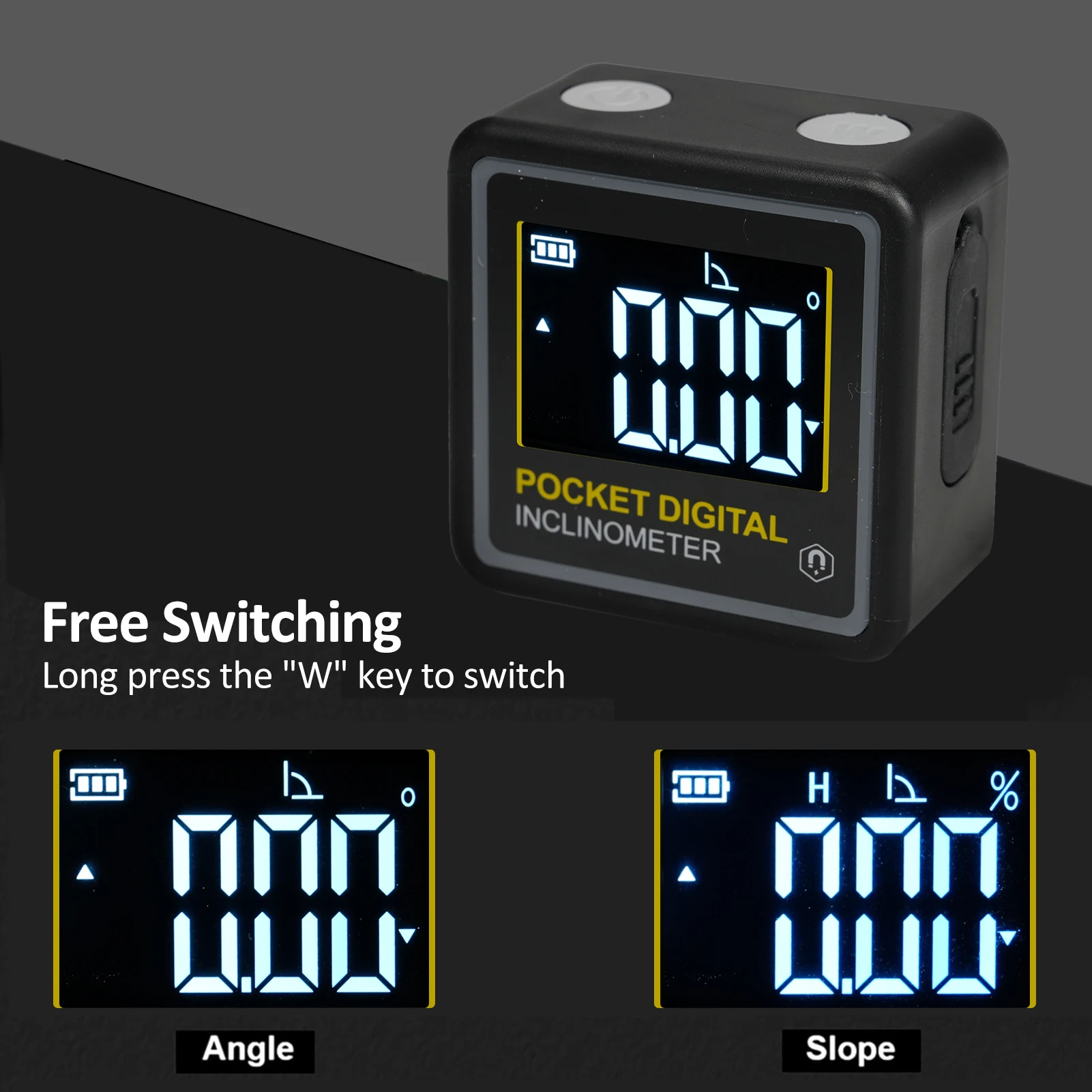 Portable Digital Inclinometer LCD Backlight Protractor Slope Level Meter Digital Angle Ruler Single-side Magnetics Protractor