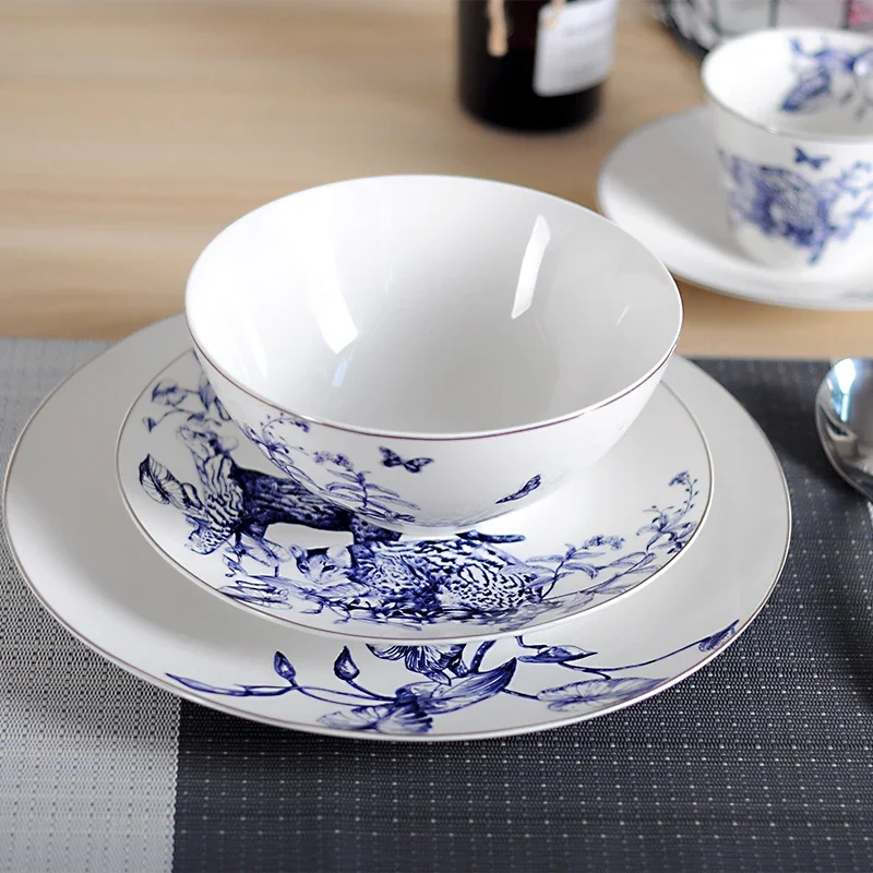 Jaguar Dinnerware, Coffee Cup Saucer, Teapot Salad Bowl, Fruit Plate, Dinner Plates, Soup Dish, Kitchen Supplies