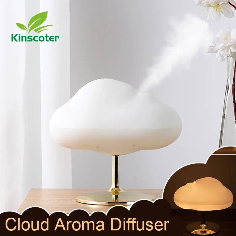 Kinscoter Cloud Air Humidifier Aromatherapy Fragrance Essential Oil Diffuser Warm Colors Night Light Mode