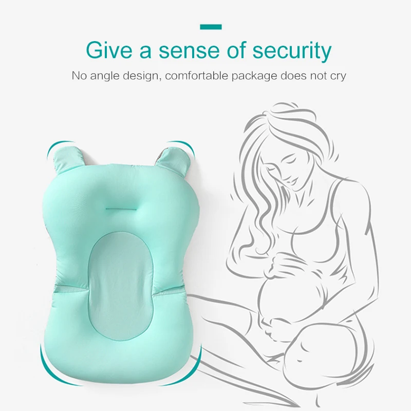 Baby Bath Support Pad Portable Baby Shower Bath Tub Pad Non-Slip Newborn Bathtub Mat Safety Nursing Foldable Support Comfort Body Cushion Mat Pillow