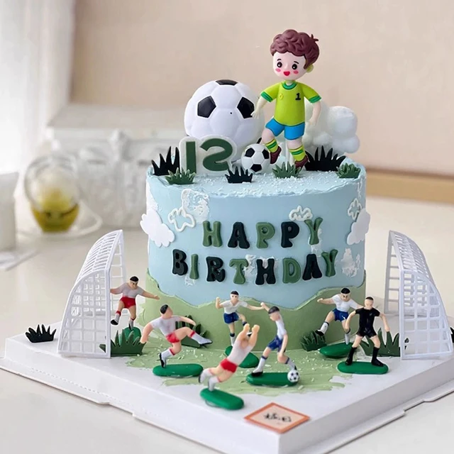 YUINYO Baseball Theme Cake Topper - Happy Birthday Decor For Sports Party, Blue & Black