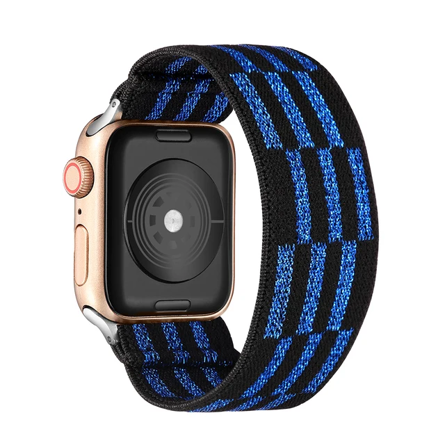 Elastic Scrunchie Strap Band for Apple Watch 7 5 6 4 8mm 40mm 42mm 44mm Women Bracelet for iwatch series 7 6 se 5 4 45mm 41mm Blue Black