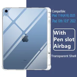 Transparent TPU Case with Pen Holder for iPad 11 - Soft Silicone Cover