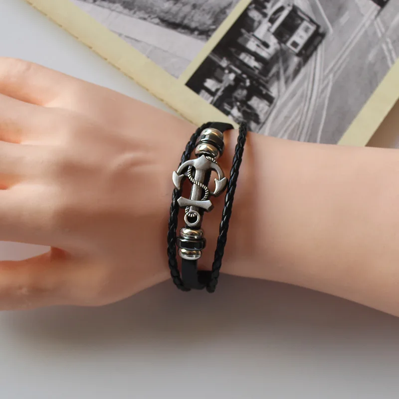 Leather Bracelets Vintage Multi Layered handBraided For Men Women Bangle Charm Anchor Accessories Bracelet rope bracelet handwoven bracelet leather watchband bracelet