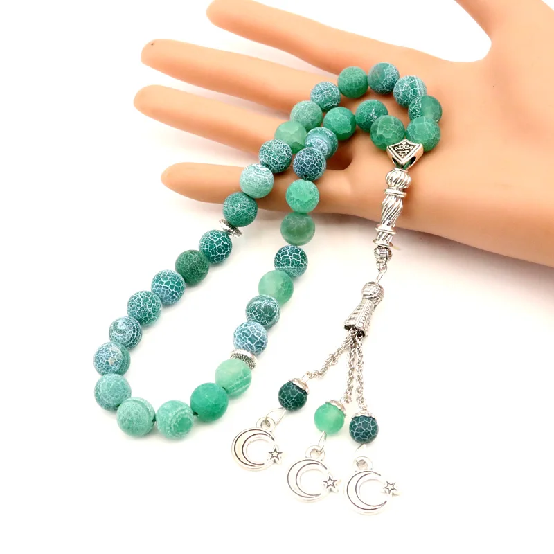 Classic Bracelet Natural Agate Beads Rosary Muslim Tasbih Jewelry Frosted Tassel Beads Box Teesbih Wedding Gift